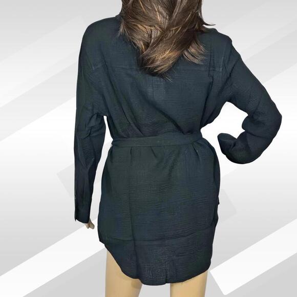 2/$50 Andie The Corvo Button-Up Cotton Gauze Top Black Size M | Lightweight - Picture 3 of 6